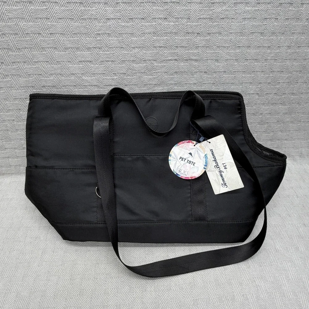 Tommy Bahama PET Purse Tote Black Polyester Pet Tote Carrier Bag Travel